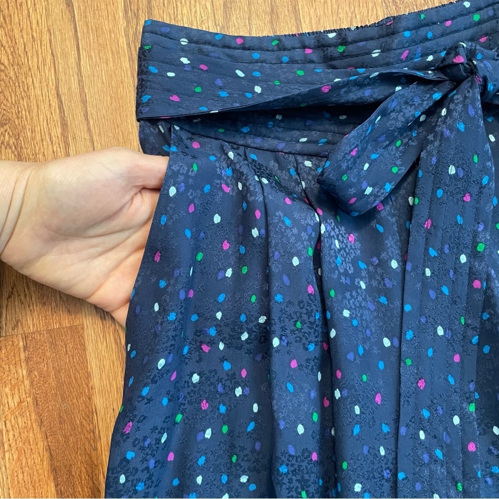 Rebecca Taylor Jacquard Silk Speckled Dot Pant in Navy Comb size 0 - Picture 4 of 13